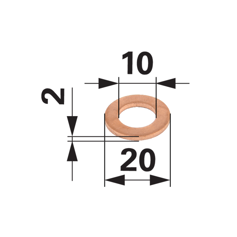 Kupferdichtring 10x20x2