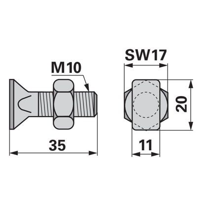 VIERKANT-SENKSCHRAUBE M10X32 +