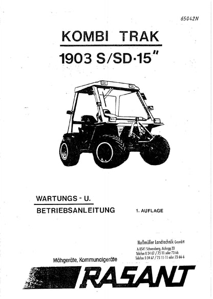 AEBI Rasant Kombi-Trak 1903 S/SD-15 – Betriebsanleitung und Ersatzteilliste – Vorschau 1