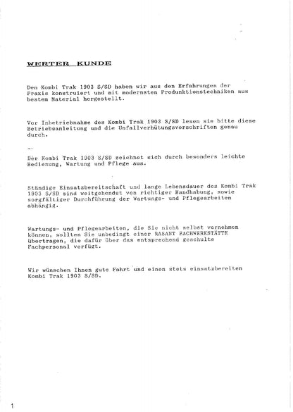 AEBI Rasant Kombi-Trak 1903 S/SD-15 – Betriebsanleitung und Ersatzteilliste – Vorschau 2