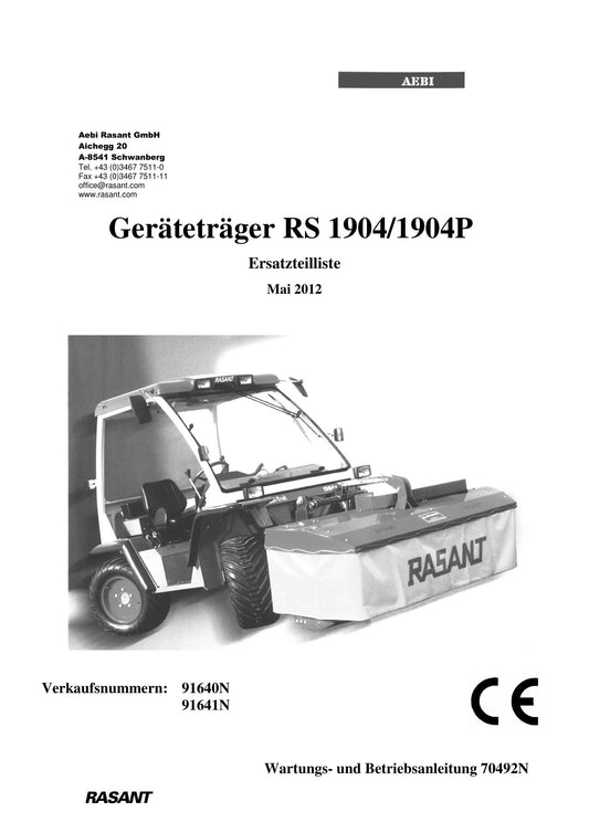 AEBI Rasant Geräteträger RS 1904/1904P – Originale Ersatzteilliste (Stand Mai 2012) – Vorschau 1