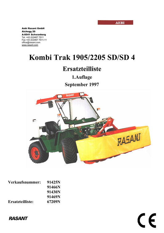 AEBI Rasant Kombi-Trak 1905/2205 SD – Originale Ersatzteilliste (1. Auflage) – Vorschau 1
