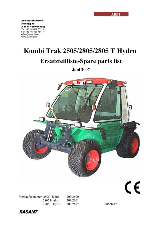 AEBI Rasant Kombi-Trak 2505/2805 Hydro – Originale Ersatzteilliste – Vorschau 1