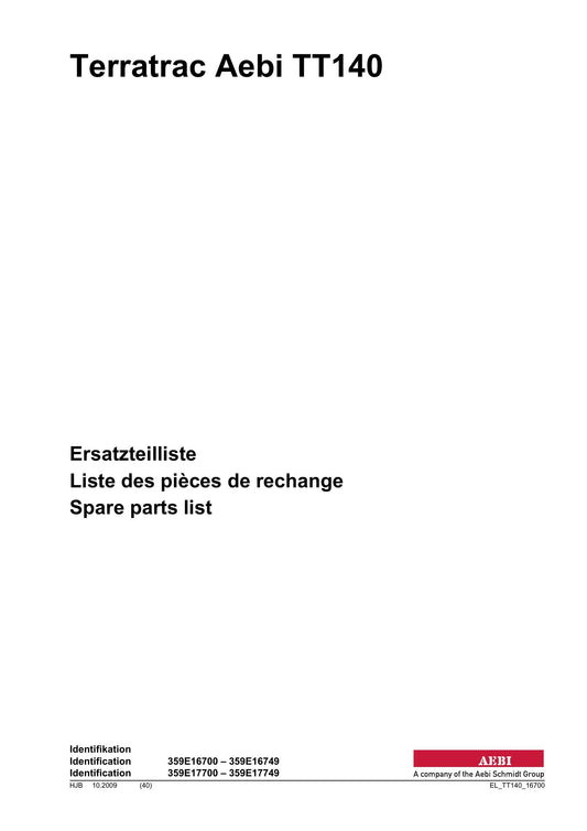 AEBI Terratrac TT140 – Titelblatt