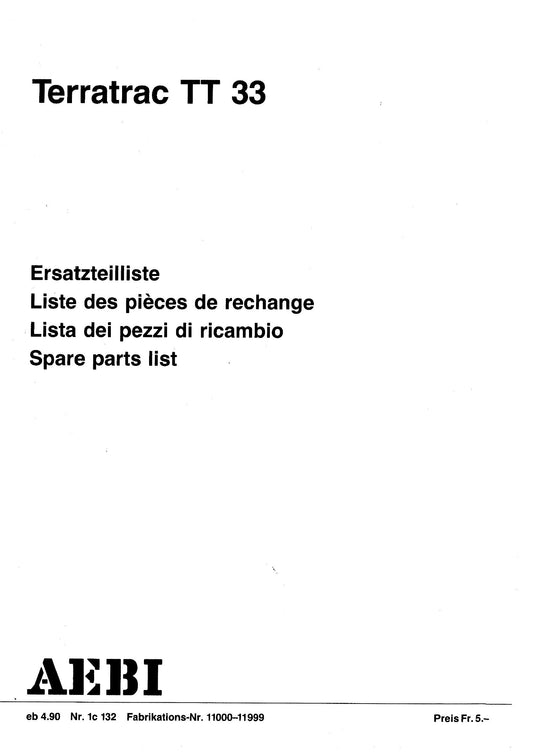 AEBI Terratrac TT33 – Titelblatt