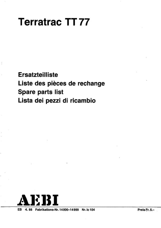 AEBI Terratrac TT77 – Titelblatt