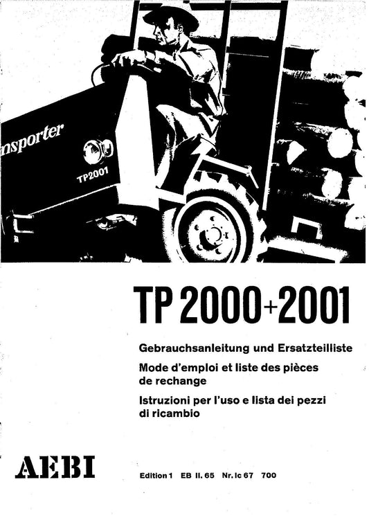 AEBI Transporter TP2000 / TP2001 – Betriebsanleitung und Ersatzteilliste – Vorschau 1